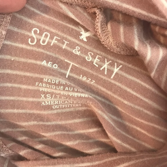 AMERICAN EAGLE Pink Striped Cut Out Back Top Shirt - Picture 6 of 7